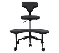 Chaise de Bureau Ergonomique à Hauteur Réglable, Siège Méditation avec Tabouret Pivotant 360°, Support Lombaire et Coussin Mousse Haute Densité, Chaise Croisée pour Yoga, Bureau, Domicile (Noir)