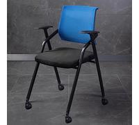 Chaise de Bureau Ergonomique à roulettes, idéale pour la Maison, Le Bureau, l'école, la Salle de Formation, avec accoudoirs empilables en Maille Bleue.