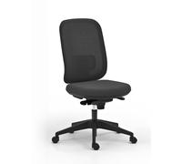 Chaise de bureau ergonomique Alaia dossier maille et assise en tissu Noir avec renfort lombaire