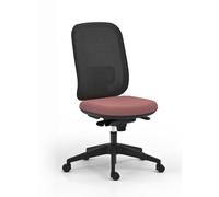 Chaise de bureau ergonomique Alaia dossier maille Noir et assise en tissu Framboise avec renfort lombaire