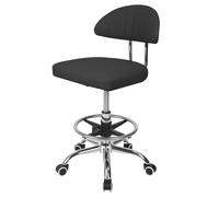 Chaise de bureau ergonomique avec dossier et repose-pieds, chaise dessin réglable en hauteur, tabouret d'ordinateur pivotant à 360 degrés, chaises travail roulantes pour salon studio domicile, Noir