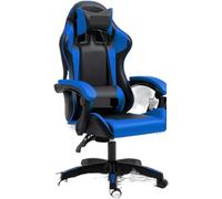 Chaise de Bureau Ergonomique avec Dossier pivotant et Coussin éponge relevable, mobilier de Bureau Confortable pour la Maison et Le Bureau, Noir et Bleu, Taille Unique