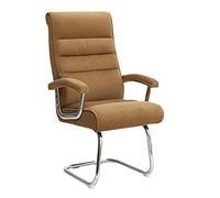 Chaise De Bureau Ergonomique avec Pieds Courbés Et Tissu en Flanelle, Chaise D'Ordinateur À Dossier Haut, Siège À Ressort Intégré, Chaise De Style Course pour Salle De R,Khaki