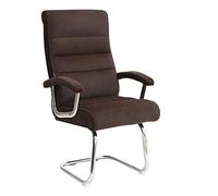 Chaise De Bureau Ergonomique avec Pieds Courbés Et Tissu en Flanelle, Chaise D'Ordinateur À Dossier Haut, Siège À Ressort Intégré, Chaise De Style Course pour Salle De R,Dark Brown