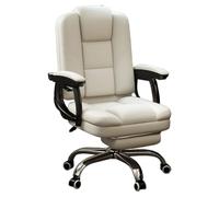 Chaise de Bureau Ergonomique avec Repose Pied Cuir Latex Chaise Gaming Double Épaisseur Dossier Réglable Rotation et Relevage À 360° Office Chair pour Salon Chambre Bureau(White)