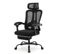 Chaise De Bureau Ergonomique Avec Repose-Pieds - Chaise De Bureau En Maille Pivotante à 360° , Chaise De Bureau à Dossier Haut Avec Soutien Lombaire Et Appui-Tête Réglables Pour Maison, Salle De Jeux