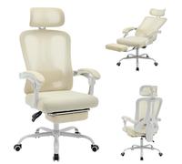 Chaise De Bureau Ergonomique Avec Repose-Pieds - Chaise De Bureau En Maille Pivotante à 360° , Chaise De Bureau à Dossier Haut Avec Soutien Lombaire Et Appui-Tête Réglables Pour Maison, Salle De Jeux