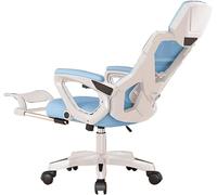Chaise De Bureau Ergonomique avec Repose-Pieds - Chaise De Bureau en Maille Réglable avec Dossier Inclinable, Appui-tête 3D, Accoudoirs Rabattables, Chaise D’, Blue, One Size
