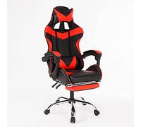 Chaise de bureau ergonomique avec repose-pieds réglable, pivotant et siège inclinable en cuir synthétique pour bureau d'ordinateur et simulation de course