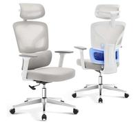 Chaise de bureau ergonomique avec support lombaire 3D, accoudoirs réglables, appui-tête et roulettes anti-rayures, charge maximale : 140 kg, chaise pivotante confortable pour le bureau et la maison