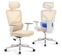 Chaise de bureau ergonomique avec support lombaire 3D, accoudoirs réglables, appui-tête et roulettes anti-rayures, charge maximale : 140 kg, chaise pivotante confortable pour le bureau et la maison