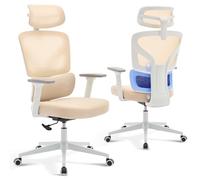 Chaise de bureau ergonomique avec support lombaire 3D, accoudoirs réglables, appui-tête et roulettes anti-rayures, charge maximale : 140 kg, chaise pivotante confortable pour le bureau et la maison