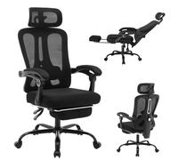 Chaise de bureau ergonomique avec support lombaire réglable, chaise de travail pivotante pour la maison avec appui-tête et repose-pieds, chaise de gaming à dossier haut en maille Beige - LumbarPillow