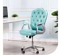 Chaise de bureau ergonomique avec support lombaire réglable, design pivotant, accoudoirs, cuir bleu, idéal pour les femmes et les adultes, style exécutif.