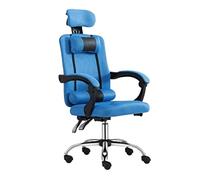 Chaise de Bureau Ergonomique Bleue pour la Maison et Le Bureau - Chaise de Jeu pivotante, inclinable, siège de dortoir Simple (sans Repose-Pieds)