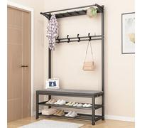 Chaise de bureau ergonomique Bouchée de chaussures de manteau industriel Storage d'entrée - STAND TELET HALL 3-en-1 avec étagère détachable, assemblage facile, conception compacte pour les petits