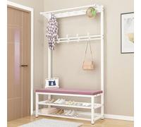 Chaise de bureau ergonomique Bouchée de chaussures de manteau industriel Storage d'entrée - STAND TELET 3-en-1 avec étagère détachable, assemblage facile - Arbre de manteau pour petits espaces