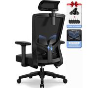 Chaise de bureau ergonomique, chaise de bureau avec appui-tête réglable, accoudoirs, soutien lombaire, fauteuil de direction, chaise pivotante, chaise de bureau 150kg