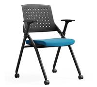 Chaise de bureau ergonomique, chaise de conférence pliante avec roulettes, dossier en maille, accoudoirs et portative - pour chaise de salle de conférence, chaise de bureau pour invités, de