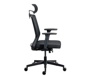 Chaise de bureau ergonomique COCO tissu et maille, avec accoudoirs 3D et appuie-tête, mécanisme synchrone, pieds noirs