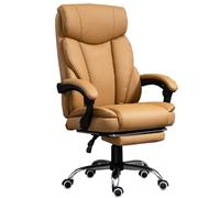 Chaise de bureau ergonomique de course avec repose-pieds et dossier haut en cuir PU, couleur marron, hauteur réglable, chaise pivotante pour bureau, salle de réunion