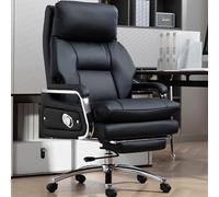Chaise de bureau ergonomique, dossier haut, pivotant à 360°, fonction inclinable, grande capacité, base en métal durable, repose-pieds inclus