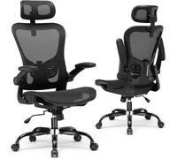Chaise de bureau - Ergonomique - Dossier mesh respirant - Soutien lombaire - Accoudoirs et têtière réglables