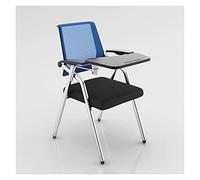 Chaise de bureau ergonomique empilable avec bras rabattable pour tablette et support lombaire pour écrire et étudier l'espace de travail - Bleu