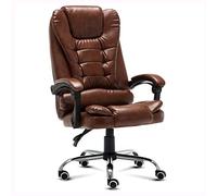 Chaise de bureau ergonomique en cuir avec siège réglable et pivotant pour la maison et le bureau - Chaise de bureau de direction confortable et élégante - Marron
