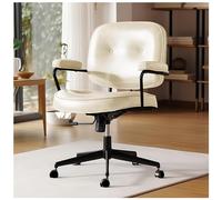 Chaise de Bureau Ergonomique en Cuir, pivotante à 360°, avec Dossier inclinable, Confortable et rembourrée, idéale pour la Maison et