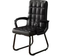 Chaise de Bureau Ergonomique en polyuréthane à Dossier mi-Haut - Piètement Luge pour salles d'accueil, d'attente et de réunion (Noir)