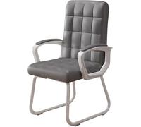 Chaise de Bureau Ergonomique en polyuréthane à Dossier mi-Haut - Piètement Luge pour salles d'accueil, d'attente et de réunion (Gris)