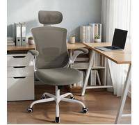 Chaise de Bureau Ergonomique en Tissu - Hauteur Réglable, Dossier Inclinable, Accoudoirs Confortables - Coloris Kaki