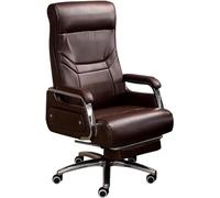 Chaise de Bureau Ergonomique et pivotante en Cuir avec Dossier inclinable de 90° à 160° (Marron)