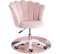 Chaise de bureau ergonomique et pivotante en velours doux avec assise en tissu rose clair pour la maison et le bureau