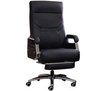 Chaise de Bureau Ergonomique exécutive - Chaise de Travail pivotante en Cuir Confortable avec Inclinaison de 90 ° à 160 °, Hauteur réglable et Repose-Pieds rétractable - Noir Parfait pour la