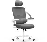Chaise de Bureau Ergonomique: Fauteuil Bureau avec Support Lombaire en C,Dossier et Appui-tête Réglables,Reversible Armrest,Siege en Maille Respirante Convient à la Maison Chair ,Lecture,Gris Foncé