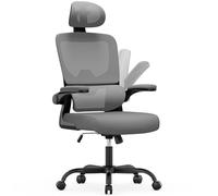 Chaise de Bureau Ergonomique: Fauteuil Bureau avec Support Lombaire en C,Dossier et Appui-tête Réglables,Reversible Armrest,Siege en Maille Respirante Convient à la Maison Chair ,Lecture,Gris Sombre