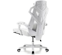 Chaise de bureau ergonomique - GTPLAYER - Style Technologique - Hauteur réglable - Accoudoirs synchronisés - Blanc
