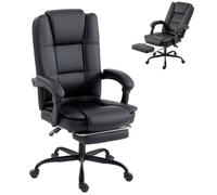 Chaise de bureau ergonomique - HOMCOM - hauteur réglable - repose-pieds rétractable - PU - 65 x 67 x 122 cm - noir