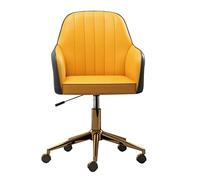 Chaise de Bureau Ergonomique Homecurved Seat, Tabouret d'ordinateur avec Roues pivotantes à 360°, Hauteur réglable, Finition chromée, Similicuir, Disponible en Rose et Jaune