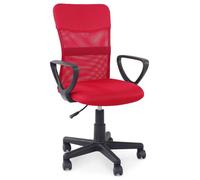 IDIMEX Jogo Chaise de bureau pivotante ergonomique avec accoudoirs et revêtement en tissu maille respirante Rouge Hauteur réglable Pour bureau et bureau à domicile