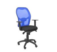 Chaise De Bureau Ergonomique Jorquera - Piqueras Y Crespo - Dossier En Résille Bleue - Assise En Tissu Noir Bali Noir