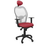 Chaise De Bureau Ergonomique Jorquera - Piqueras Y Crespo - Gris Maille Bali - Siège Marron Avec Appui-Tête Fixe Rouge