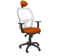 Chaise de bureau ergonomique Jorquera - PIQUERAS Y CRESPO - Maille blanche siège orange bali - Appui-tête fixe