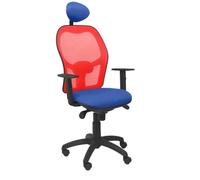 Chaise De Bureau Ergonomique Jorquera - Piqueras Y Crespo - Rouge Maille, Bali Bleu, Appui-Tête Fixe Rouge