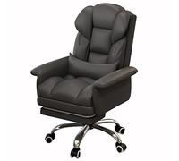 Chaise de Bureau Ergonomique Noire avec Coussin en Latex Confortable, pivotante à 360°, Repose-Pieds réglable, Chaise de Direction et de Jeu en Cuir relevable pour la Maison/l'usage