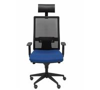 Chaise de bureau ergonomique PIQUERAS Y CRESPO - Modèle Horna - Tissu BALI bleu marine - Appui-tête inclus