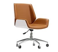 Chaise de Bureau Ergonomique pivotante avec accoudoirs et roulettes réglables en Hauteur, Chaise de Bureau en Cuir à Dossier Moyen, Pieds en Alliage d'aluminium, Couleur Kaki