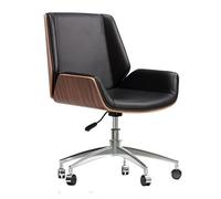 Chaise de Bureau Ergonomique pivotante avec accoudoirs et roulettes réglables en Hauteur, Dossier mi-Hauteur, en Cuir, Noire